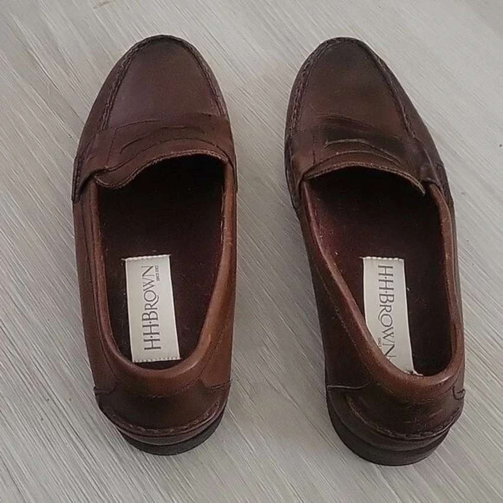 H.H. Brown‎ Leather Loafers Mens Dress Shoes Slip On Casual Brown officecore